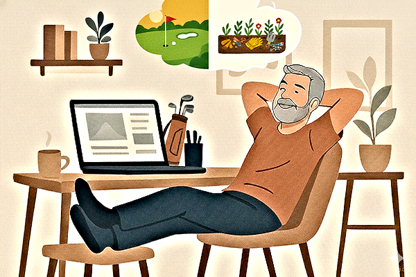 Dreaming web designer thinking about golf